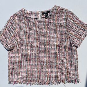Forever 21 rainbow woven frayed trim top, professional, business, size large